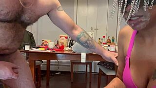 Woman pukes soda and ice cream, drinks puke with straw while rimming and facefucking