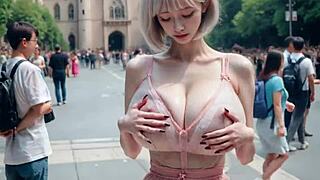 A sexy asian girl have fun in a theme park ai-generated