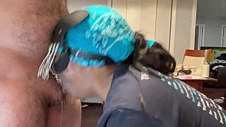 Woman pukes soda and ice cream, drinks puke with straw while rimming and facefucking