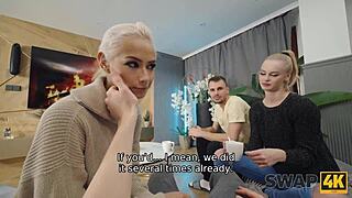 Young couple seduces girl for threesome while boyfriend watches