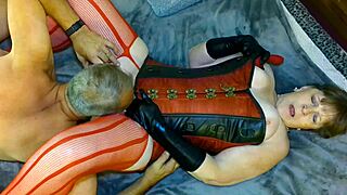 Steampunk grannys engage in fingering and cunnilingus until they cum.