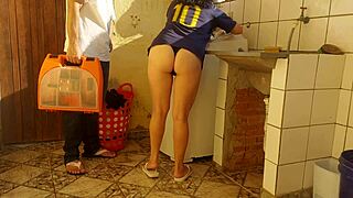 Married housewife pays washing machine technician with pussy