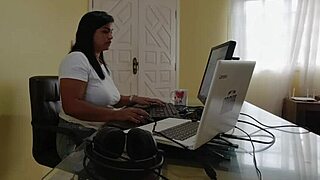 Nicoly Mattos Gives Ass on Reception Sofa After Sucking Boss Cock in Office