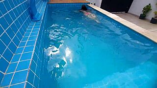 surprised my stepsister with my hard cock at the pool