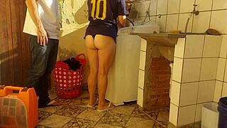 Married housewife pays washing machine technician with pussy