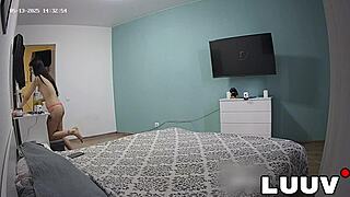 Two European girls flash while cleaning in maid uniforms