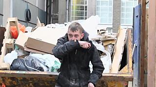 She pisses on the site and flashes tits