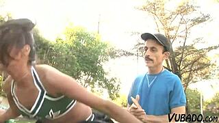 bitchy cheerleader sucking a 10 inch cock