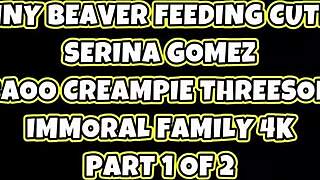 duck feeding turns to dick sucking, serina swallows dean's cream