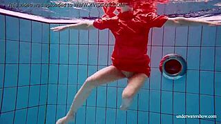 Is Avenna swimming naked in the pool?