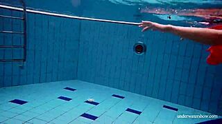 Is Avenna swimming naked in the pool?