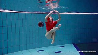 Is Avenna swimming naked in the pool?