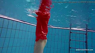 Is Avenna swimming naked in the pool?