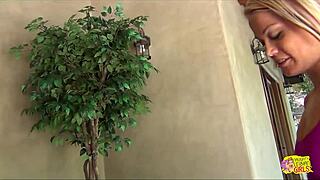 blonde fingering her girlfriend's wet cunt while being watched