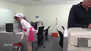 Chihiro Akino's Hardcore Blowjob Skills Impress Her Office Lady Friends With A Creampie