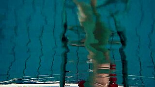 Is Avenna swimming naked in the pool?