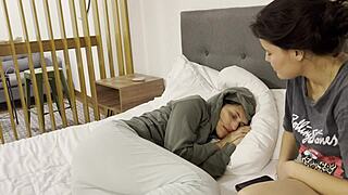 Babysitter Fingers Tight Pussy While Wife Works