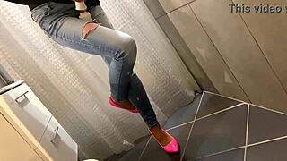 Desperate pee in my jeans then he pee on my ass and i give him blowjob too