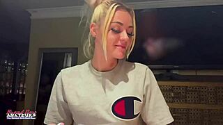 Petite kinky blonde sassy loves teasing her juicy titties and wet pussy