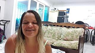 A hot Latina performs on webcam in a reality show