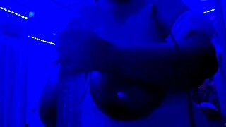 Blue light special featuring BBW with big natural tits and huge monster cock