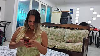 A hot Latina performs on webcam in a reality show