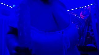 Blue light special featuring BBW with big natural tits and huge monster cock