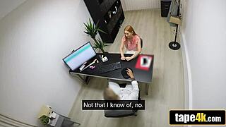 Stunning Hungarian Redhead In Debt Gets A Hard Bargain With Bank Clerk