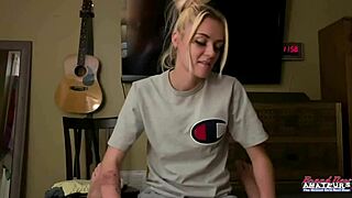 Petite kinky blonde sassy loves teasing her juicy titties and wet pussy