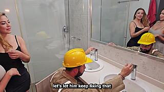 plumber hands over his job to lesbian couple craving cock on anniversary