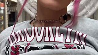 Busty Babe Flashes Tits In Store