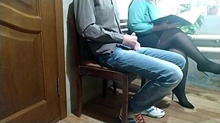 Mature BBW Cougar Milf Drains Cum in Public with Stranger Handjob!