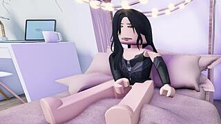 e-girl masturbates to orgasm in roblox animation fun