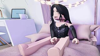 e-girl masturbates to orgasm in roblox animation fun