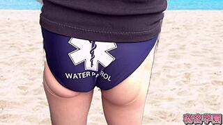 Borrowing Lifesaver Uniform For Secret Masturbation At School