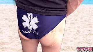 Borrowing Lifesaver Uniform For Secret Masturbation At School