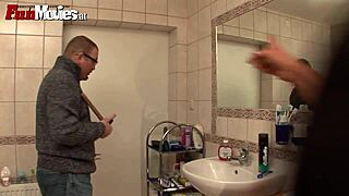 German granny feels excited shaving her pussy for the plumber's visit