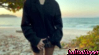 gostosa teased me at beach till i took her home and creampied her tight amateur pussy