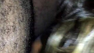 wet mouth game teases black cock in close dripping action