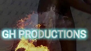 Skinny black teen slut bent over pounded doggy in steamy shower