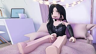 e-girl masturbates to orgasm in roblox animation fun