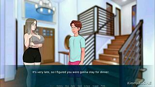 Best Friend's Mom Sucks Huge Cock and Swallows Cum Under Dinner Table