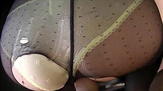 POV beauty in stockings sucks old man's cock before getting bent over banged hard