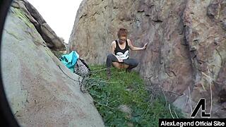 Penny Pax blowjob queen hikes to gag on monster cock outdoors