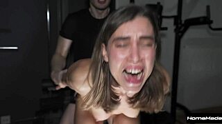 Submissive College Girl Masters Deepthroat Swallows Cum in Rough Quickie Sessions