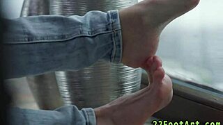 Petite babe's silky feet milk out massive cumshot explosion