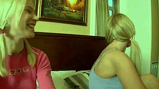 Two beautiful Russian teens share one hard cock in 3some