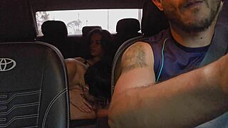 hey, app driver picks up horny brazilian lesbian couple at party! juicy latina pussy licking in car