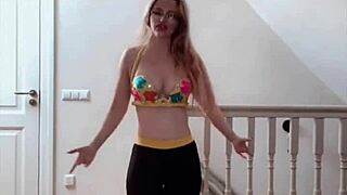 glasses belly dancer goddess sways huge curves in hypnotic rhythm