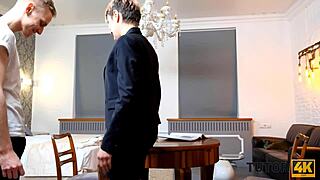 Short-Haired Teacher Gets NAILED BY STUD! Multiple Poses in Stockings!